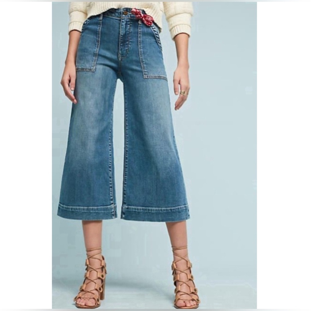 Pilcro and the Letterpress Blue Wide-Leg Jeans